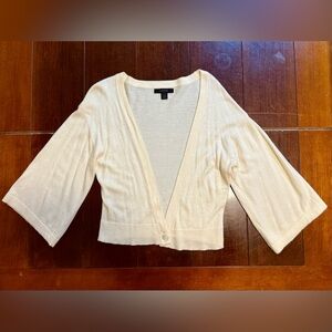 ✨ Vintage Y2K Express Cream Cropped V-Neck Cardigan Viscose Angora Cashmere Mix